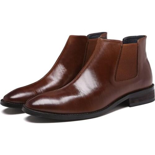 Mens Fashion Short Boots Vintage Classic Chelsea Boots Men Ankle Boot Mens Casual Leather Shoes Flats