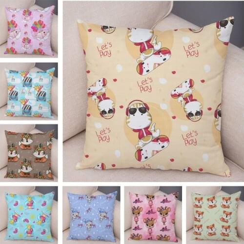 Patchork Bear Whale Pillow Case for Home Sofa Children Room Decor Lovely Cartoon Animal Pillowcase Soft Plush Cushion Cover