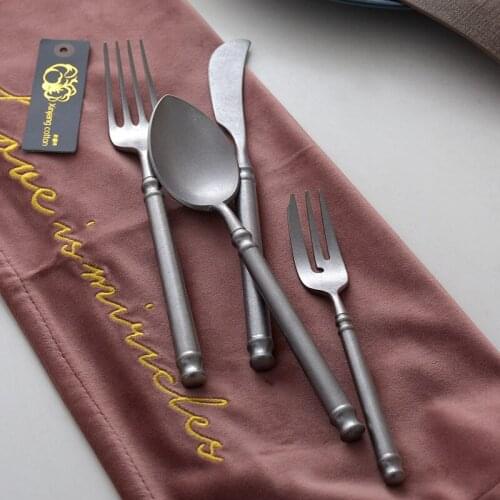 Retro Knife Spoon and Fork Dinnerware Sets Luxury Cutlery Tableware Nordic Cooking Utensils Dinner Set Kitchen Zero Waste gift