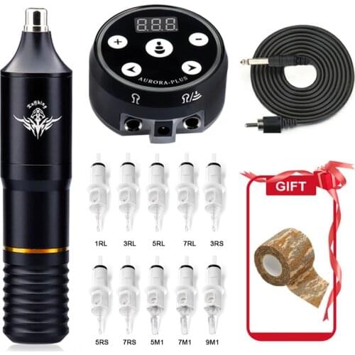 Tattoo Machine Kit Permanent Makeup Machine Set Tattoo Rotary Pen LCD Power Supply with Cartridge Needle Swiss Motor
