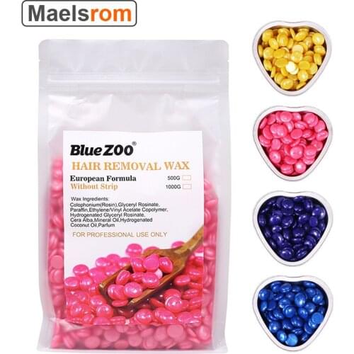 Natural Hard Wax Beans Hair Removal Smooth Facial and Body Hair Depilatory Brazilian Depilatory Wax for Women Men 500g