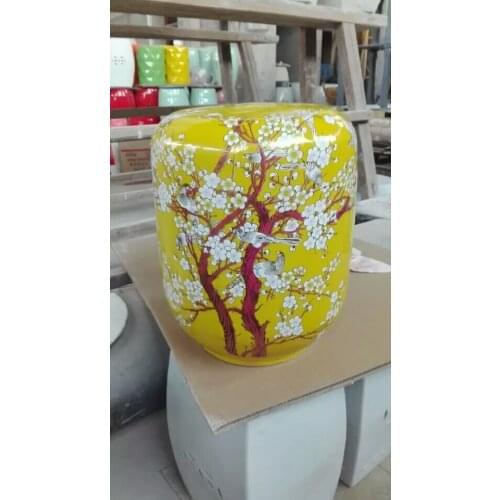 New Jindezhen dressing ceramic garden stool Chinese ceramic drum stool bathroom porcelain yellow garden stool
