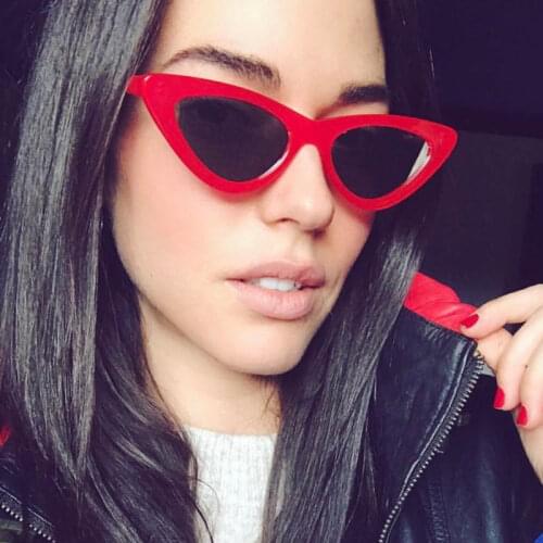 Women Small Cat Sunglasses Red Small Triangle Vintage Frame Brand Designer Ladies Sun Glasses Vintage Sexy Eyewear Shades UV400