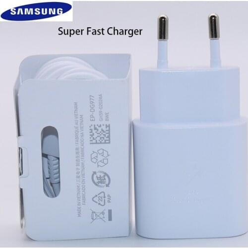 Samsung S20 Plus Super Fast Charger Original 25W Quick Charge Adapter Type C To Type C Cable For Galaxy S20+ Note 10 Plus A71 5G