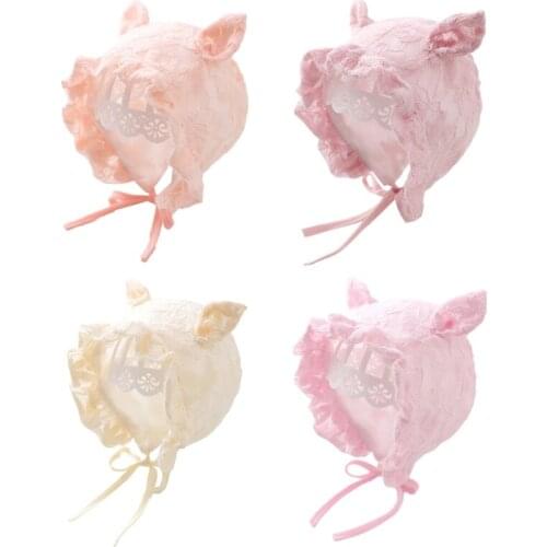 Newborn Baby Princess Cute Lace Sun Hat Toddler Photography Props Infant Girl Breathable Cotton Beanie Bonnet Cap GXMB