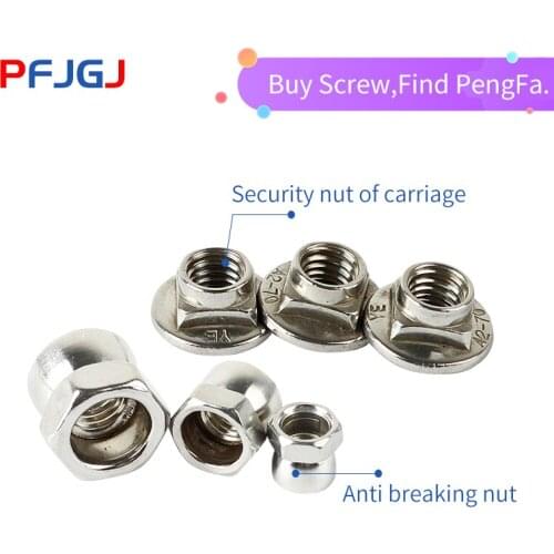 Peng Fa 304 stainless steel hexagonal anti-theft nut carriage anti-theft nut twist-break nut anti-disassembly screw nut