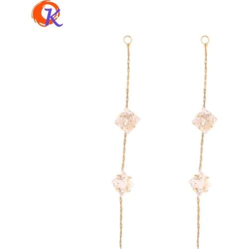 Cordial Design 20Pcs 7*57MM DIY Earring Connectors/Jewelry Making/CZ Chain Shape/Genuine Gold Plating/Hand Made/Earring Findings