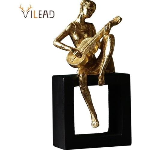 VILEAD Modern Creative Musician Figurines Violin Flute Guitar People Statue Resin Crafts Home Living Room Decoration Ornaments
