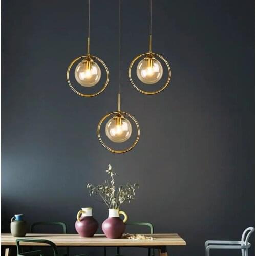 Modern Creative Glass Pendant Lights Nordic Home Decor Ring Led Hanging Lamp Bedroom Bedside Lamp Living Room Interior Lighting