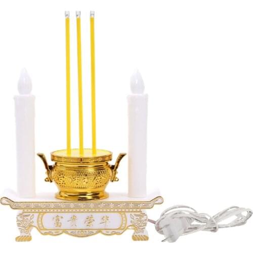 Led Electronic Candle Holder Incense Burner Plug-in Battery Indoor Home Hall U2JC