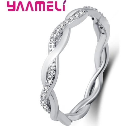 Women Girlfriend Perfect Present 925 Sterling Silver Finger Rings Paved New Bright Cubic Zirconia Crystal Jewelry Anel