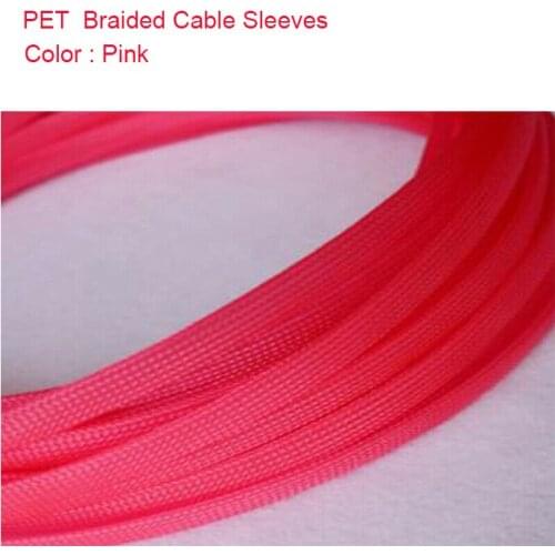 1-20M 3-25mm Pink Snakeskin Mesh Wire Cable Sleeves PET Expandable Insulation Sheathing Braided Pipe Protect Nylon Tight