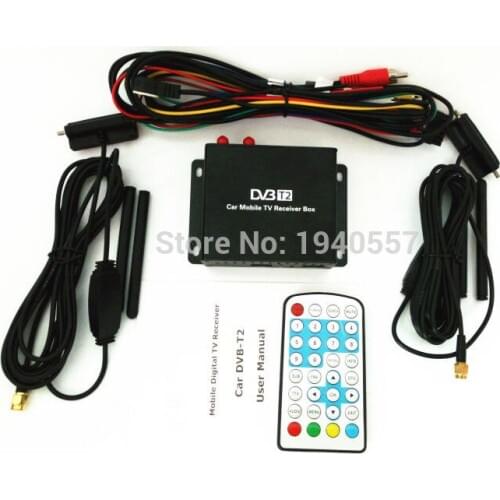 1080P Mobile Car DVB T2 160-180km/h Double Tuner H.264 MPEG4 Mobile Digital TV Box External USB HDMI DVB-T2 Car TV Receiver