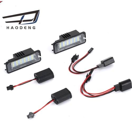 2Pcs 12V 5W LED Number License Lights Lamps for VW GOLF 4 6 Polo 9N for Passat Car License Plate Lights Exterior Accessiores