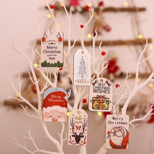 2pcs Christmas Decoration Supplies Wooden Pendant Creative Cartoon Tag Hanging Christmas Tree pendant Accessories