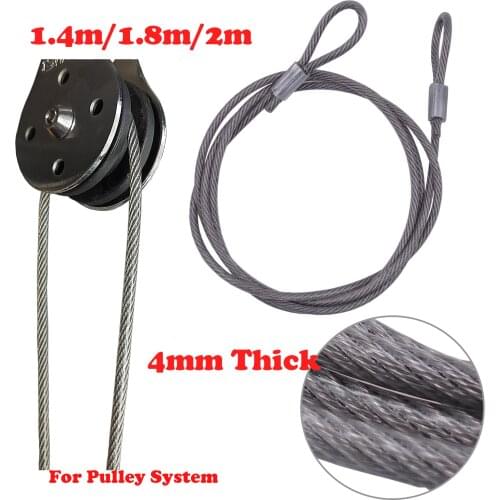 4mm Heavy Duty Gym Steel Wire Rope 1.4m/1.8m/2m Lifting Training Cable Pulley Handles Accessories Fitness Equipment with Eyelets