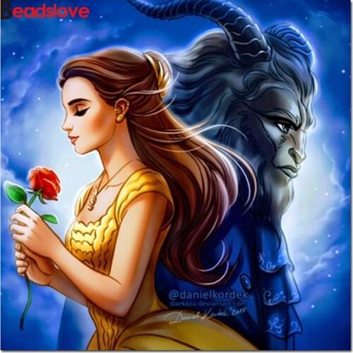 Diamond Painting 5d Princess Beauty Beast Roses 5D Embroidery Set DIY Home Decoration Round Square Diamond Mosaic Gift S58