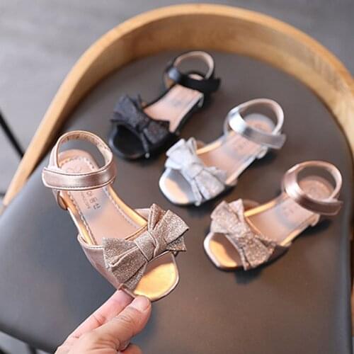 Glitter Butterfly-knot Kid Toddler Baby Shoes Summer Korean Sandals Little Childrens Girls Princess Open Toe Beach Sandals