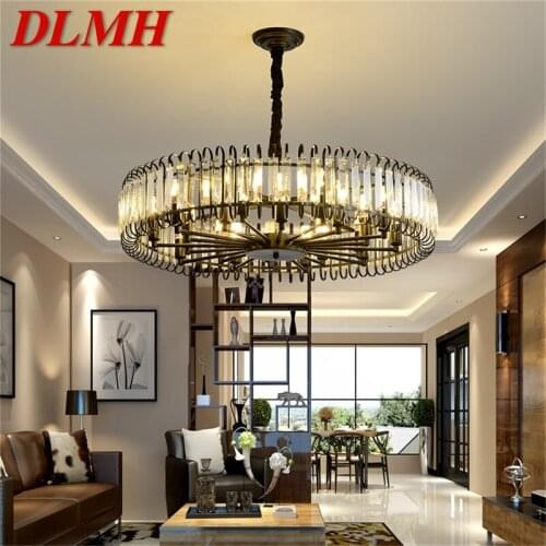 DLMH Black Postmodern Chandelier Fixtures Crystal Pendant Lamp Light Home LED for Decoration