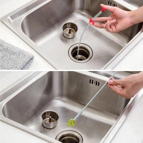 Long Stainless Steel Bathroom Hair Sewer 60CM Cleaning Brush Claws Sink Tub Toilet Flexible Pick Up Claws Kitchen Accessories