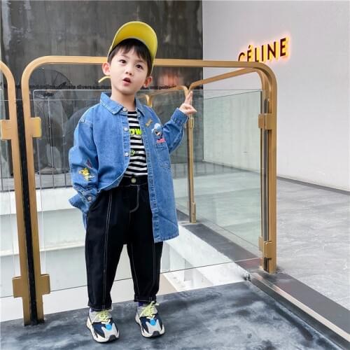 Boys Girl Denim Jackets Kids Jeans Coat Children Baby Trench Coats Toddler Autumn Clothes Kid Cartoon Outerwear Coats 2-10 Years