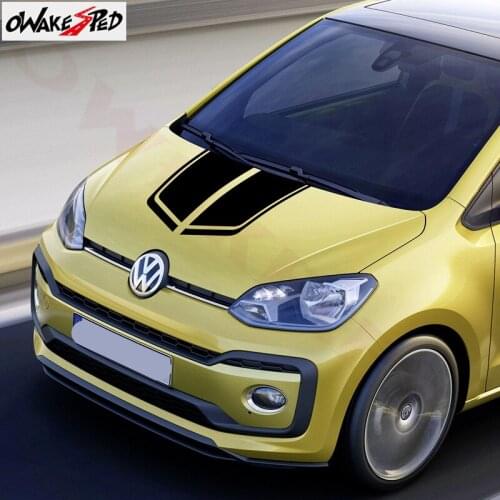 For-Volkswagen UP Car Styling Hood Bonnet Stripes Stickers Auto Engine Cover Decor Sticker Racing Sport Vinyl Decals