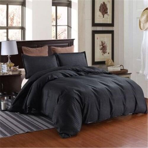 Home Textile Black Stripe Quilt Set Double Queen Size Bedding Set Solid Color High Quality Comforter Duvet Cover bed set bedding