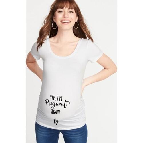 Yep, I'm Pregnant Again Pregnancy Anouncement Shirt Women Pregnancy TShirt New Mom Shirt Fashion Soft Tops Tee Shirts