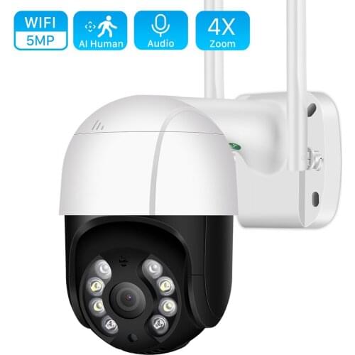 5MP HD PTZ Wifi Camera Outdoor Ai Human Detect Auto Tracking Audio WiFi PTZ Camera 1080P Color Night Vision Cloud CCTV IP Camera