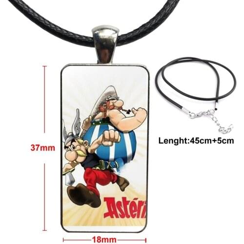 Comics Asterix And Obelix For Women Brand Stainless Steel Color Jewelry Fashion Statement Necklace Glass Necklaces Pendants