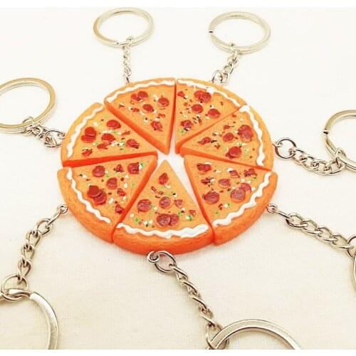 Creative Fashion Jewelry Simulation Pizza Pendant Key Chain Best Childrens Day Gift Resin Key Chains Food Series Accessories