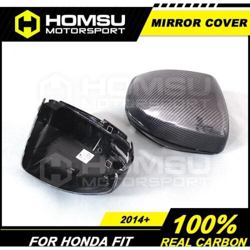 Carbon Fiber Mirror Cover For hon da FIT Carbon Fiber Mirror Cover with light hole 2014+ Facelift AddOn side mirror