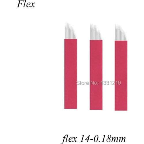 Lâminas Microblading Tebori Flex 14 0,18MM MICRO Red Nano Permanent Makeup Manual Line Eyebrow Tattoo Needles Agulha