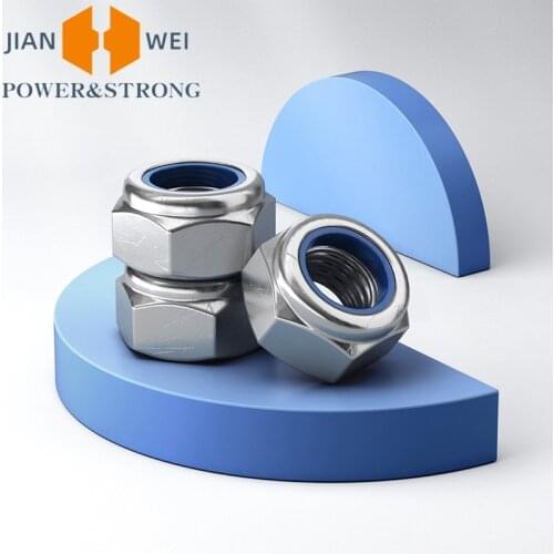 BAIRUITE 2/5/25pcs M2 M2.5 M3 M4 M5 M6 M8 M10 M12 M16 304 Stainless Steel Black Hex Nylon Insert Lock Nut Self-locking Nut Lock