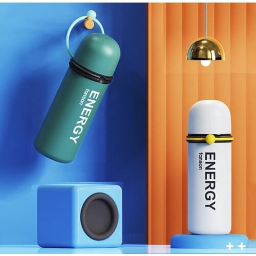 Fashion Sports Water Bottle Small Portable Handle Vacuum Flask Thermos Stainless Steel Tumbler with Lid Cup Outdoor Termos