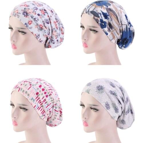 Muslim Women Floral Turban Elastic Bonnet Night Sleep Hat Beanie Cap Baggy Cover Islamic Arab Chemo Cap Printed Hair Loss Hat
