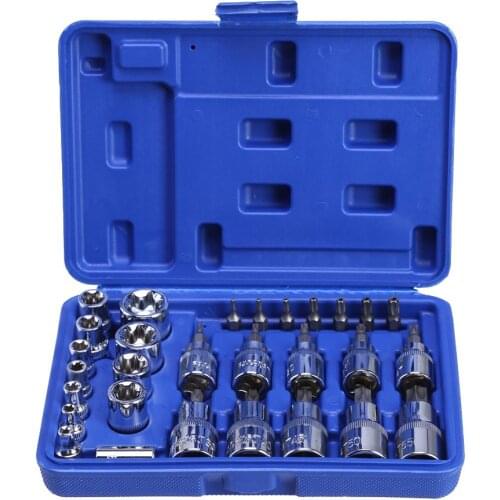 29 Pcs Torx Star Socket Set & Bit Male Female E & T Sockets Mechanics Security Wrench Repair Tools Adapter Household Accessories