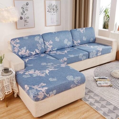 Stretch Printed Sofa Cushion Seater Cover Solid Spandex Cushion Seat Cover for L Shaped Sofa Couch Chaise Lounge Seat Cover