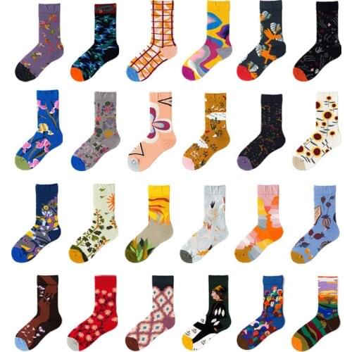 Womens Socks Funny Cartoon Cute Happy Casual Harajuku Crew Art Socks Mens Cotton Novelty Colorful Novelty Skateboard Sock Sale