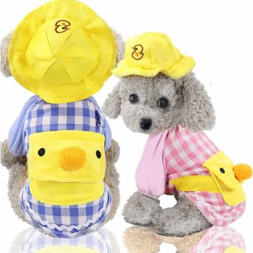 Pet Clothes Dog Cat Little Yellow Duck Cartoon Backpack Spring Autumn Suit Puppy Kitten Cute Pet Breathable Two Feet Garments
