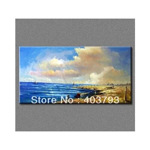 Modern fashion abstract oil painting on canvas for decoration sea boat impression oil art free shipping