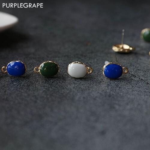 Alloy Drop Oil Stud Earrings DIY jewelry connectors Accessories Material Elliptical Belt Hanging Simple Vintage 12pcs