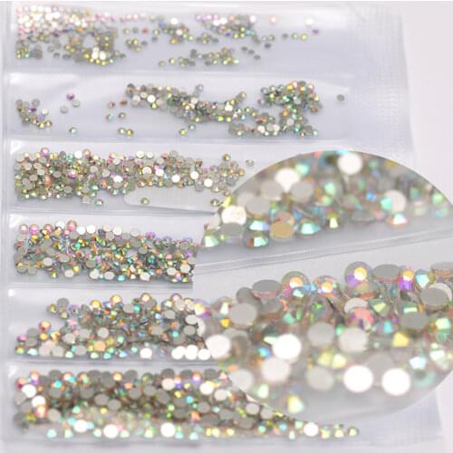 Crystal AB Mix Size SS3-SS10 1440PCS Nail Art Rhinestones Crystal Flat Back Non Hotfix Stone Diamonds For 3D Nails Decorations