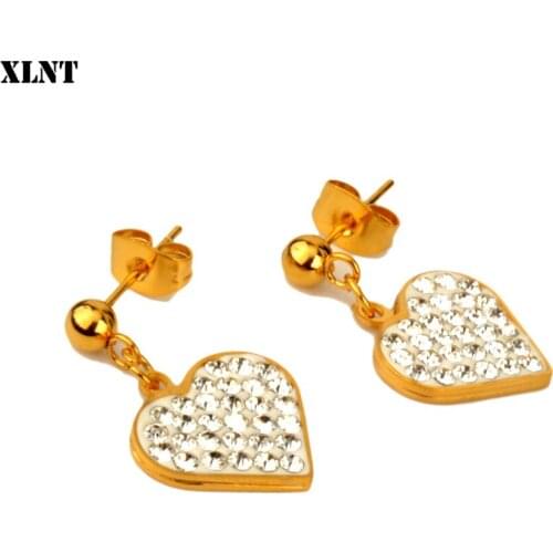 XLNT New Korean Heart Statement Drop Earrings 2019 for Women Fashion Vintage Geometric Crystal Dangle Hanging Earring Jewelry