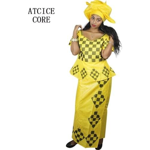 African dress for woman bazin riche embroidery design dress long dress with rapper DP71