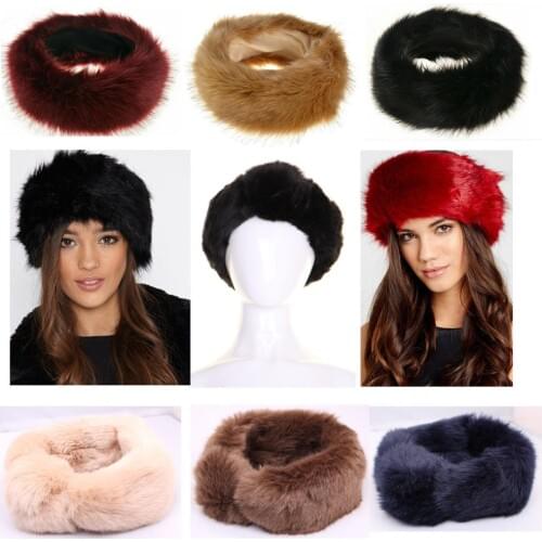 Winter Thick Fox Hair Circle Russian Hat Fluffy Headband Female Fur Headband Furry Headband Wide Headdress Ski Hat Accessories