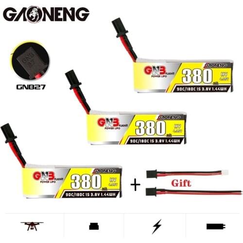 1-10PCS GNB 1S HV LiPo Battery 3.8V 380mah 4.35V 90C/180C With GNB27 Plug For Tinyhawk Nanohawk FPV 4 axis UAV RC Drone