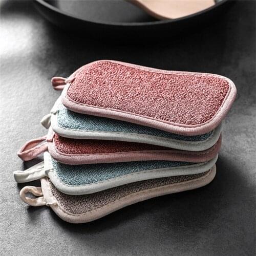 1PC Double Sided Highly Efficient Scouring Pad Dish Cloth Kitchen Cleaning Tools Wipers Rags Strong Decontamination Dish Towels