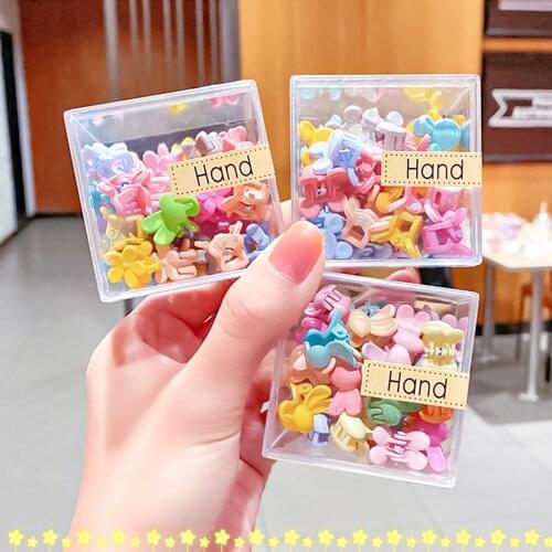 36PCS/Set Box Packed Girls Cute Colorful Cartoon Flower Small Hair Claws Kids Lovely Hair Clip Headband Fashion Hair Accessories