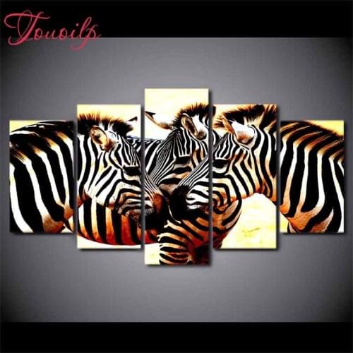 TOUOILP 5 Pieces animal zebra 5d Diamond Painting Cross Stitch icon 5d Diamond Embroidery for children diamond Mosaic pattern